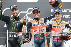 Podium: Ganador, Marc Márquez, Repsol Honda Team, segundo, Jonas Folger, Monster Yamaha Tech 3, tercero, Dani Pedrosa, Repsol Honda Team