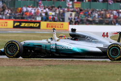 Race winner Lewis Hamilton, Mercedes-Benz F1 W08 celebrates at the end of the race