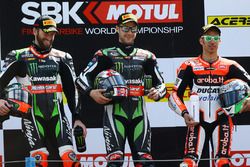 Podium : le vainqueur Jonathan Rea, Kawasaki Racing, le deuxième, Tom Sykes, Kawasaki Racing, le troisième, Marco Melandri, Ducati Team