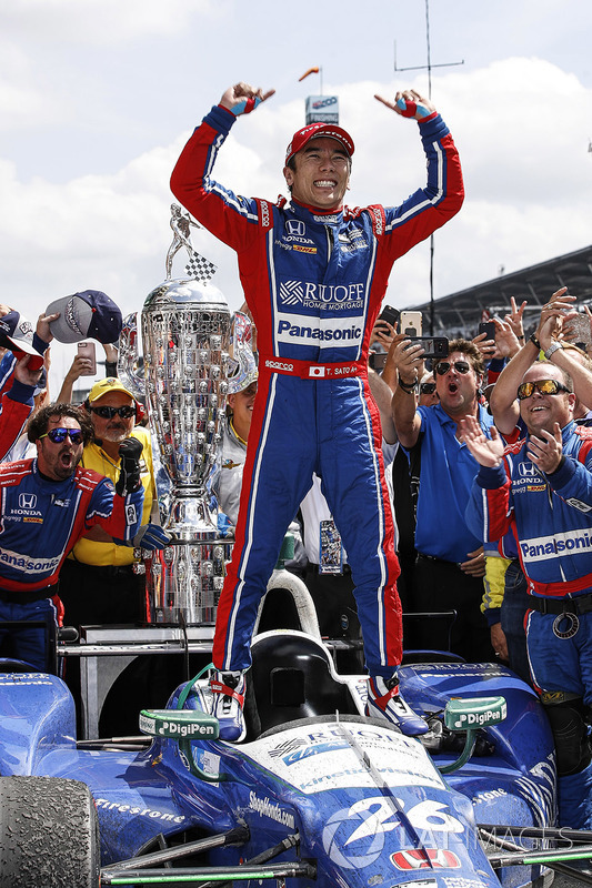 Ganador, Takuma Sato, Andretti Autosport Honda celebra