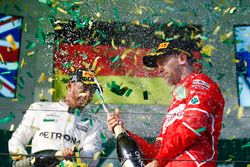 Podium: winner Sebastian Vettel, Ferrari, second place Lewis Hamilton, Mercedes AMG F1