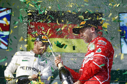 Podium: winner Sebastian Vettel, Ferrari, second place Lewis Hamilton, Mercedes AMG F1