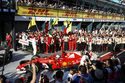 Sebastian Vettel, Ferrari SF70H, 1st Position, arrives in Parc Ferme