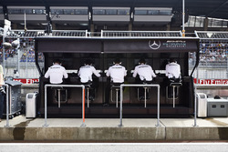 The Mercedes team on the pit wall
