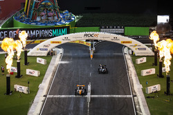 Team Germany Sebastian Vettel, beats Team Colombia Juan Pablo Montoya, driving the Ariel Atom Cup