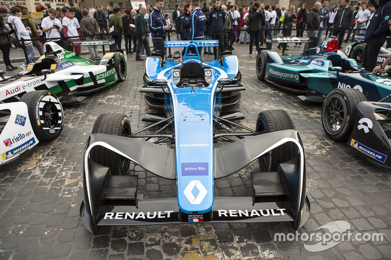 Formula E cars on display in Rome