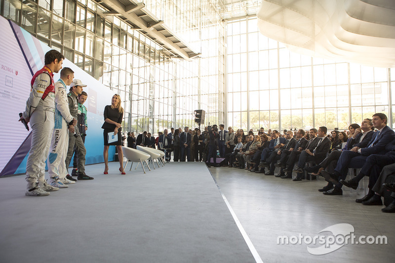 Lucas Di Grassi, Audi Sport ABT Schaeffler, Sebastien Buemi, Renault e.Dams, Nelson Piquet Jr., Jaguar Racing and Luca Filippi, NIO Formula E Team