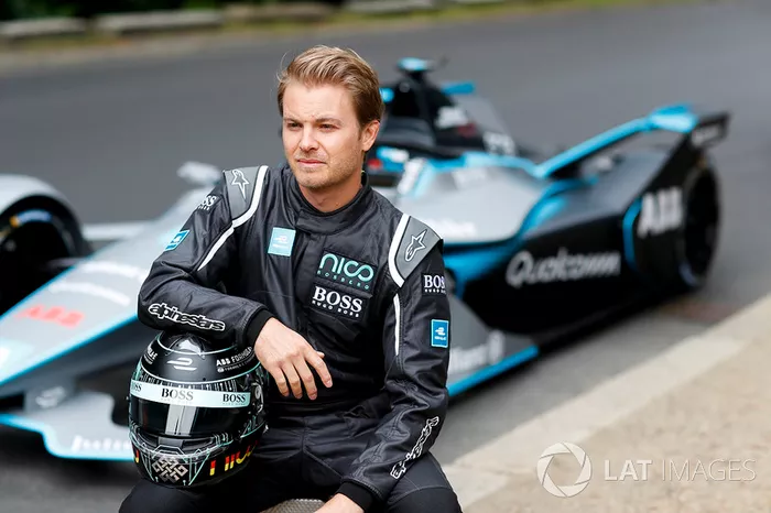 Formula 1 World Champion, Nico Rosberg with the Gen2 Formula E car