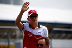 Charles Leclerc, Sauber, in the drivers parade