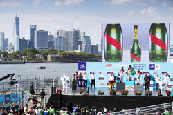 Daniel Abt, Audi Sport ABT Schaeffler,Lucas di Grassi, Audi Sport ABT Schaeffler, Sébastien Buemi, Renault e.Dams, celebrate on the podium after the race