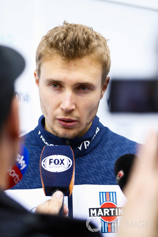 Sergey Sirotkin, Williams Racing, is interviewed by the media