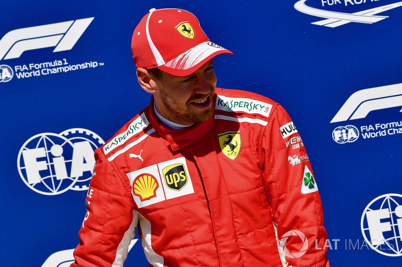 Sebastian Vettel, Ferrari celebrates in parc ferme