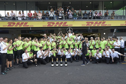 Second place Valtteri Bottas, Mercedes AMG F1, celebrates with his team