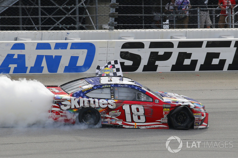 Kyle Busch Joe Gibbs Racing Toyota Camry Skittles Red White Blue Kyle Busch Joe Gibbs Racing Toyota Camry Skittles Red White Blue Celebrates His