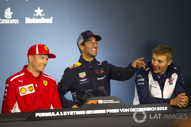 Kimi Raikkonen, Ferrari, Daniel Ricciardo, Red Bull Racing and Sergey Sirotkin, Williams in the press conference
