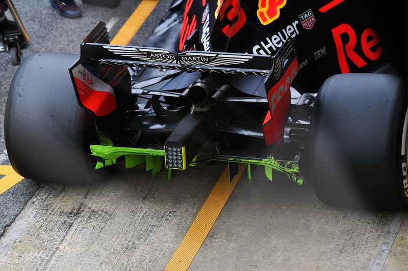 Red Bull Racing RB14 difusor trasero, pintura aerodinámica