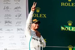 Lewis Hamilton, Mercedes AMG F1, 1st position, arrives on the podium