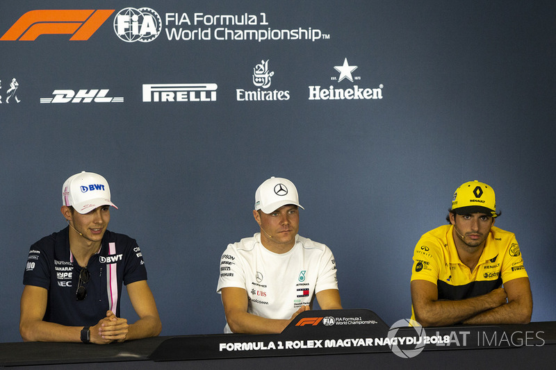 Esteban Ocon, Force India F1, Valtteri Bottas, Mercedes-AMG F1 and Carlos Sainz Jr., Renault Sport F1 Team in the Press Conference