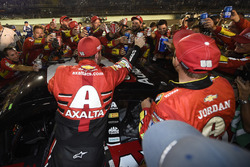 Dale Earnhardt Jr., Hendrick Motorsports Chevrolet has a party with his crew members
