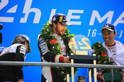 Overall podium: winners Kazuki Nakajima, Fernando Alonso, Toyota Gazoo Racing