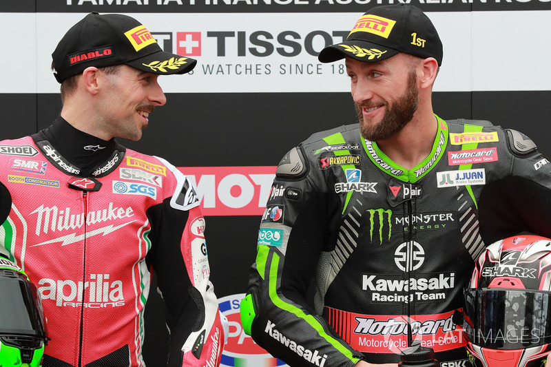 Polesitter Tom Sykes, Kawasaki Racing, second place Eugene Laverty, Milwaukee Aprilia