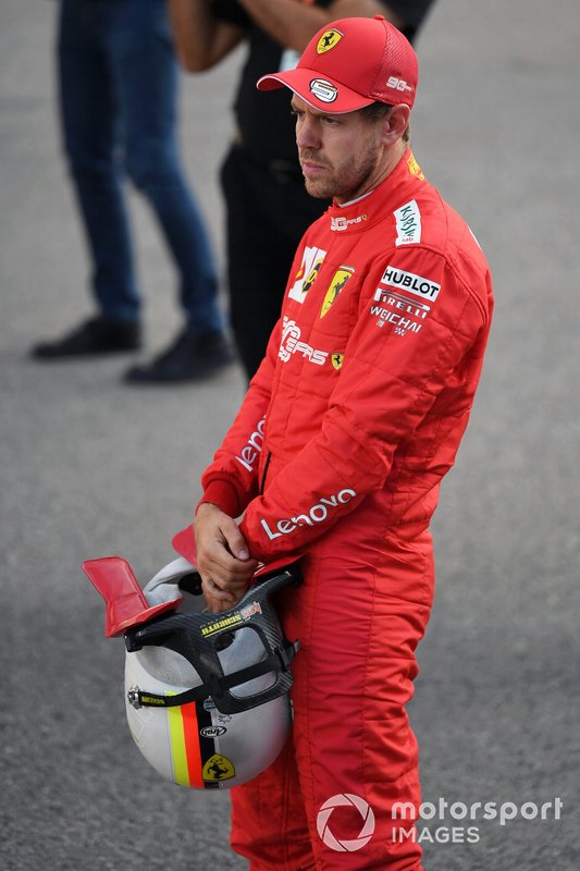 Sebastian Vettel, Ferrari, on the grid after Qualifying