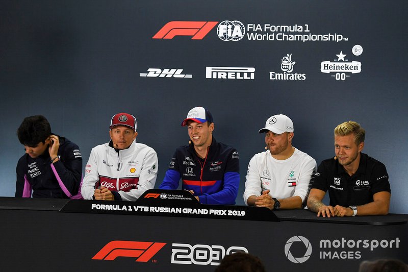 Lance Stroll, Racing Point, Kimi Raikkonen, Alfa Romeo Racing, Daniil Kvyat, Toro Rosso, Valtteri Bottas, Mercedes AMG F1 and Kevin Magnussen, Haas F1