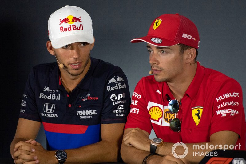 Pierre Gasly, Toro Rosso and Charles Leclerc, Ferrari in the Press Conference