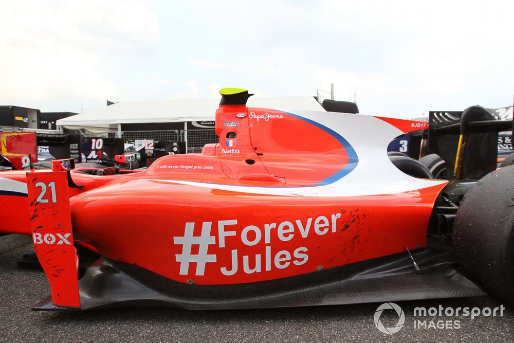 Norman Nato, Arden, con un homenaje a Jules Bianchi en su coche en la carrera tras su muerte