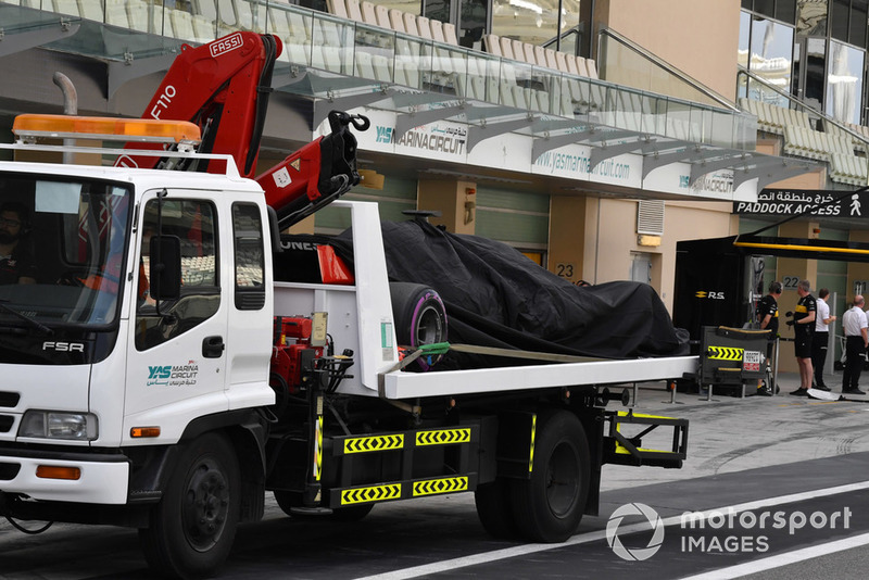 The car of Pietro Fittipaldi, Haas F1 Team VF-18 is recovered to the pits