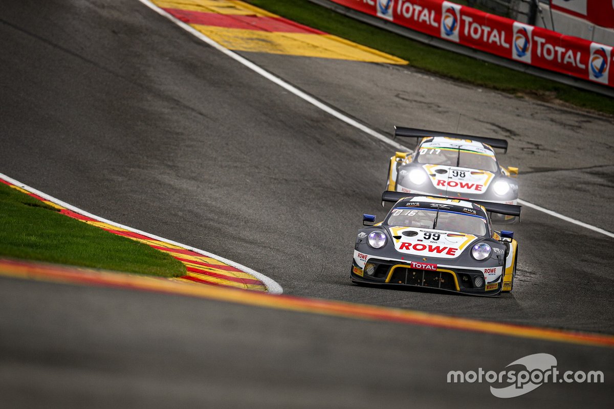 #99 ROWE Racing Porsche 911 GT3-R: Dirk Werner, Julien Andlauer, Klaus Bachler, #98 ROWE Racing Porsche 911 GT3-R: Nick Tandy, Earl Bamber, Laurens Vanthoor
