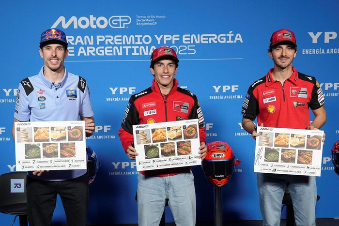 Marc Marquez, Ducati Team, Francesco Bagnaia, Ducati Team, Alex Marquez, Gresini Racing