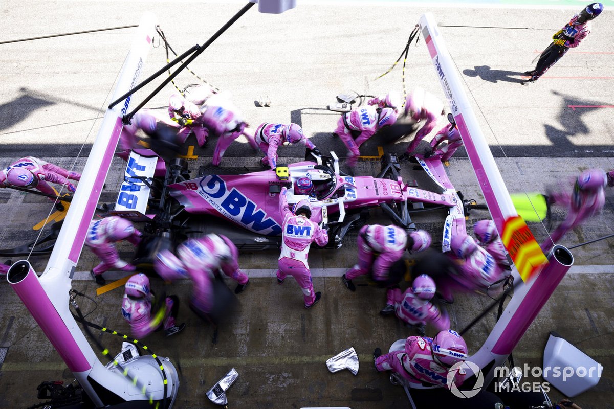 Lance Stroll, Racing Point RP20, pit stop