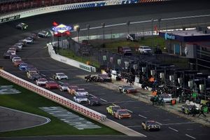 Kyle Busch, Joe Gibbs Racing Toyota App State Class of 2020, leads a pack of cars in pit road