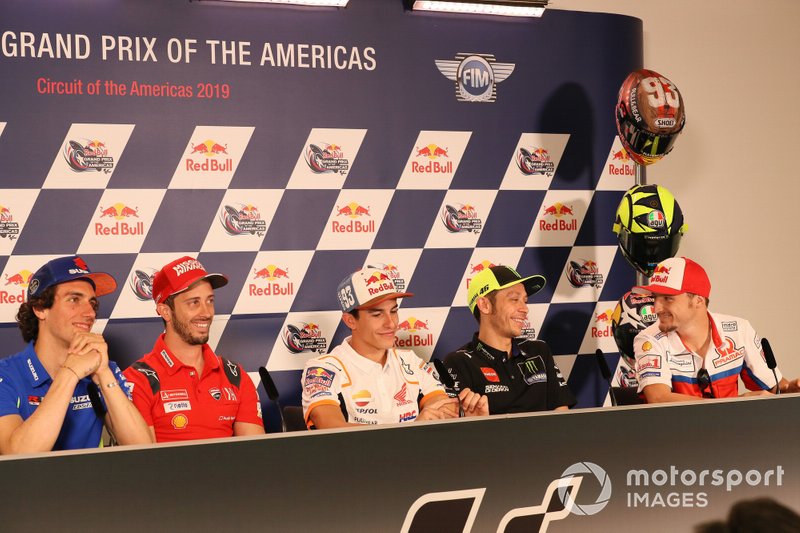Alex Rins, Team Suzuki MotoGP, Andrea Dovizioso, Ducati Team, Marc Marquez, Repsol Honda Team, Valentino Rossi, Yamaha Factory Racing, Jack Miller, Pramac Racing, Press Conference