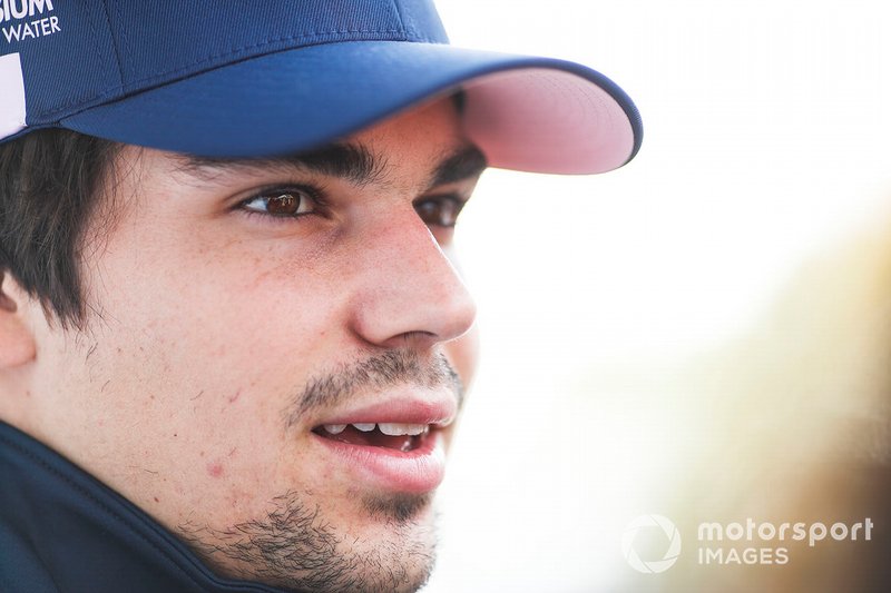 Lance Stroll, Racing Point, parla con i media