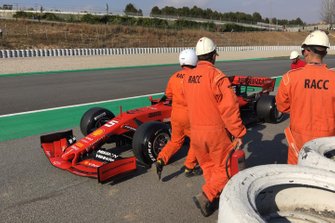 Sebastian Vettel, Ferrari SF90 stopt met een probleem