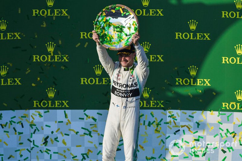 Valtteri Bottas, Mercedes AMG F1, 1st position, with his trophy