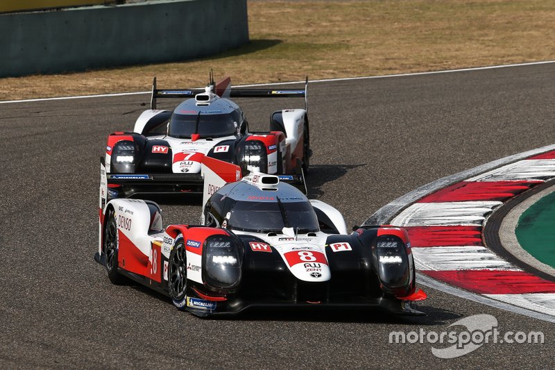 #8 Toyota Gazoo Racing Toyota TS050 - Hybrid: Sébastien Buemi, Kazuki Nakajima, Brendon Hartley, #7 Toyota Gazoo Racing Toyota TS050 - Hybrid: Mike Conway, Kamui Kobayashi, Jose Maria Lopez