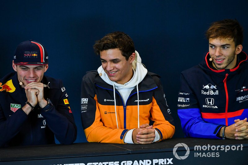 Press conference, Max Verstappen, Red Bull Racing, Lando Norris, McLaren and Pierre Gasly, Toro Rosso 