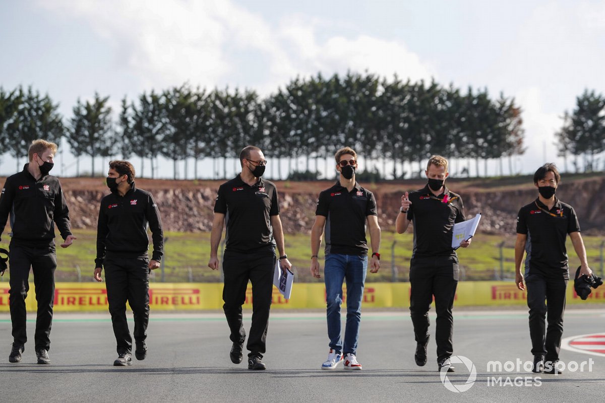 Romain Grosjean, Haas F1, walks the track