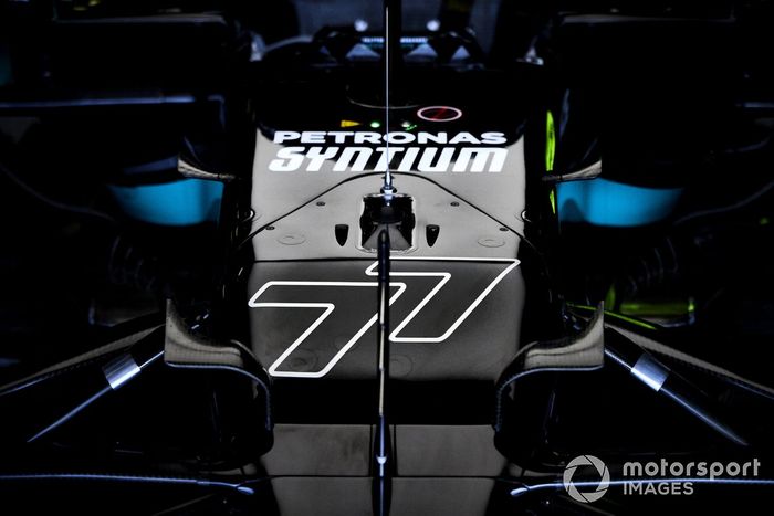 El número de carrera en el monoplaza de Valtteri Bottas, Mercedes W12