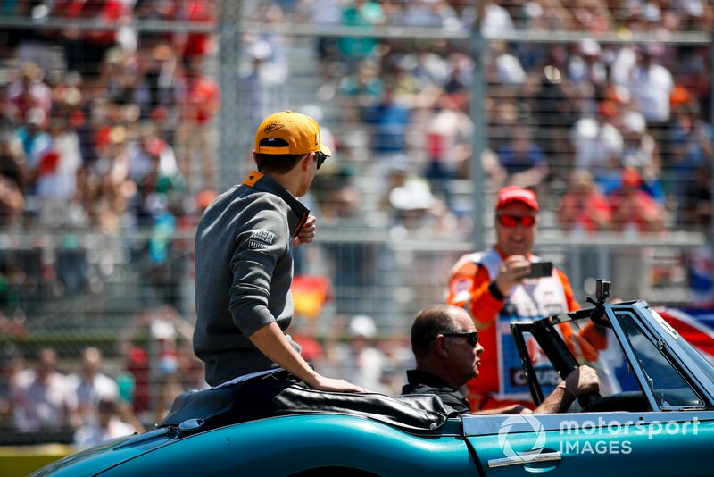 Lando Norris, McLaren, in the drivers parade
