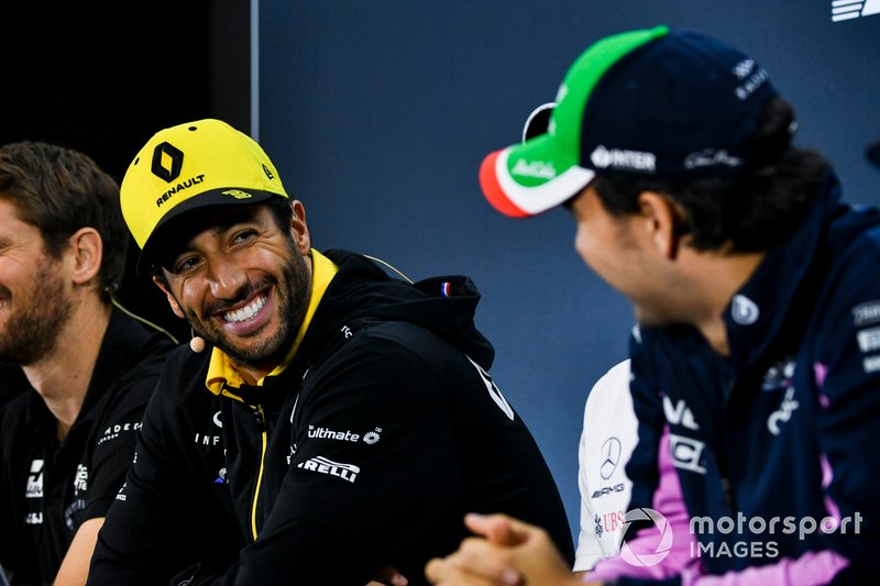 Daniel Ricciardo, Renault F1 Team and Sergio Perez, Racing Point In the Press Conference