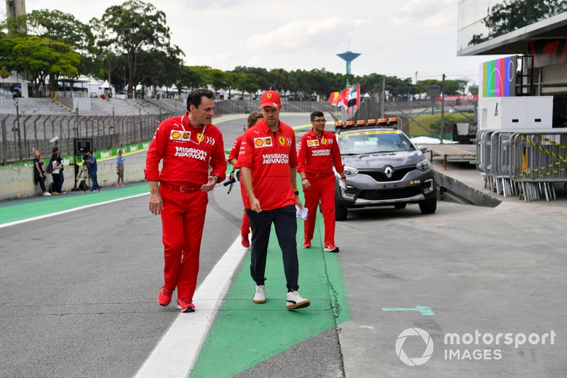 Sebastian Vettel, Ferrari walks the track