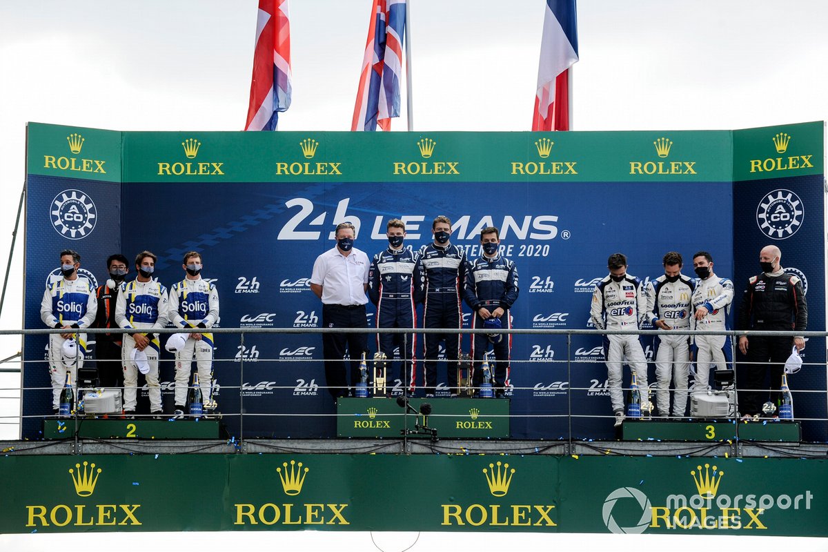 Podio: LMP2: segundo lugar #38 JOTA Oreca 07 - Gibson: Roberto Gonzalez, Antonio Felix Da Costa, Anthony Davidson, ganadores #22 United Autosports Oreca 07 - Gibson: Philip Hanson, Filipe Albuquerque, Paul Di Resta, tercer lugar #36 Signatech Alpine Matmut Alpine A470: Thomas Laurent, Andre Negrao, Pierre Ragues