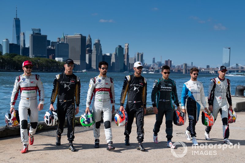 Daniel Abt, Audi Sport ABT Schaeffler, Andre Lotterer, DS TECHEETAH, Lucas Di Grassi, Audi Sport ABT Schaeffler, Jean-Eric Vergne, DS TECHEETAH, Mitch Evans, Panasonic Jaguar Racing, Antonio Felix da Costa, BMW I Andretti Motorsports, Sébastien Buemi, Nissan e.Dams