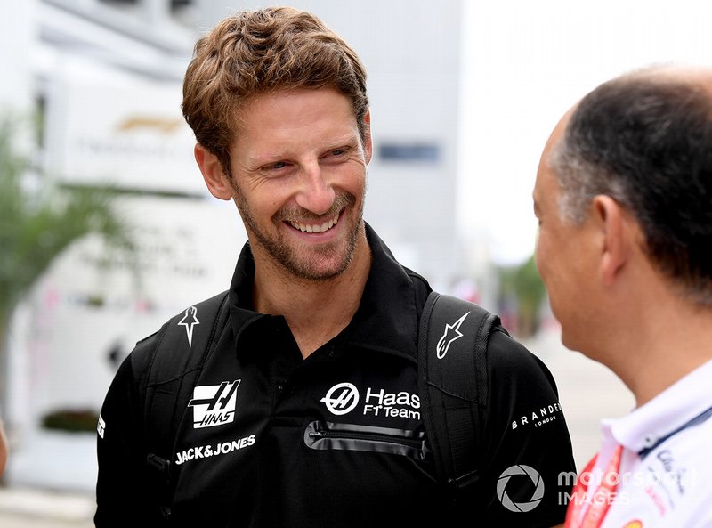 Romain Grosjean, Haas F1 Team arrives at the track