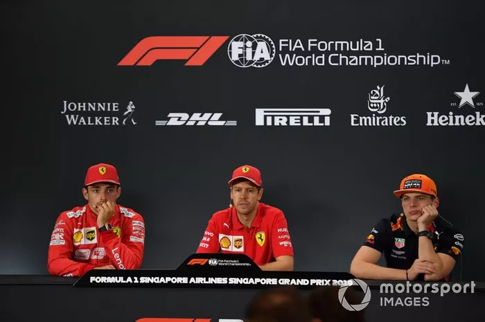Charles Leclerc, Sebastian Vettel e Max Verstappen