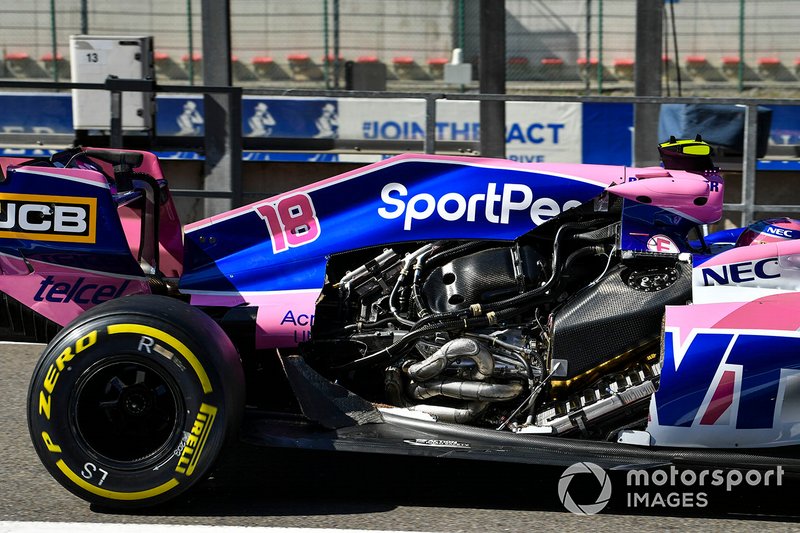 Racing Point RP19 Лэнса Стролла после потери обтекателей